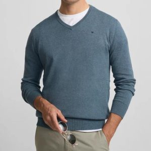 SILBON JERSEY CUELLO PICO CELESTE